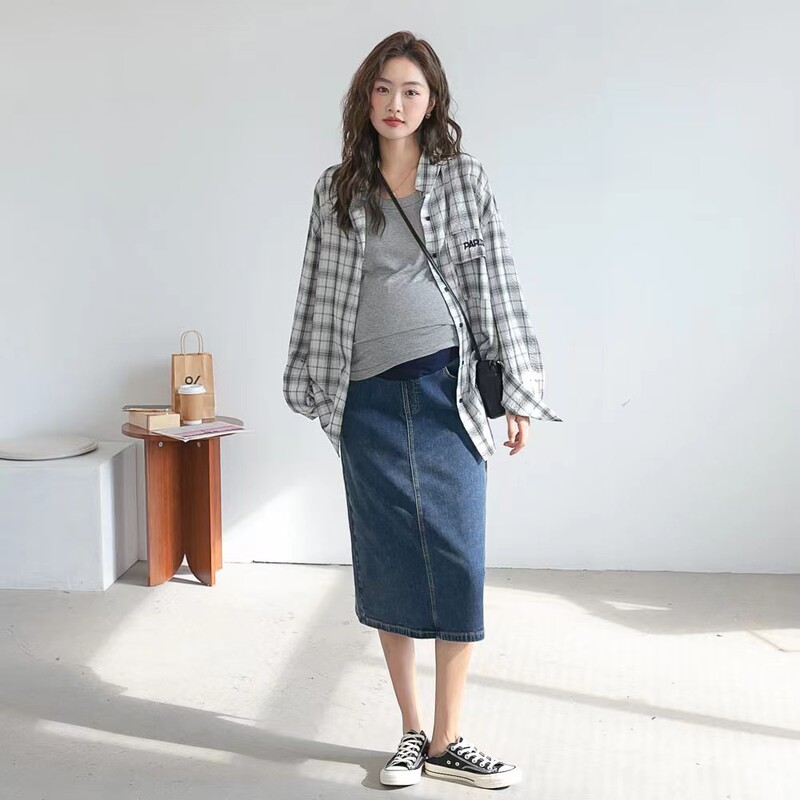 260# Vasaras Rudens Stretch Džinsu Grūtnieču Zīmulis Svārki Elastīgs Viduklis Vēders Džinsi Apģērbi Grūtniecēm Ikdienas grūtniecība