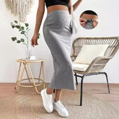 2024 Pencil φούστα Ρούχα εγκυμοσύνης Ανοιξιάτικη φούστα εγκυμοσύνης Ψηλόμεση μονόχρωμη πλέξη φούστα εγκυμοσύνης