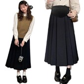 Preppy stílusú, magas derekú kismama hasi szoknya őszre, hosszú, bő dizájn terhes női esernyő szoknya bő kismama szoknyák