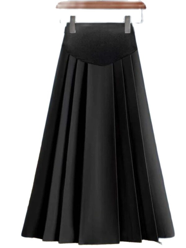 Preppy stila svārki grūtniecēm ar augstu vidukli un vēdersvārki rudens gariem brīviem dizainiem grūtniecēm lietussargu svārki brīvi grūtnieču svārki