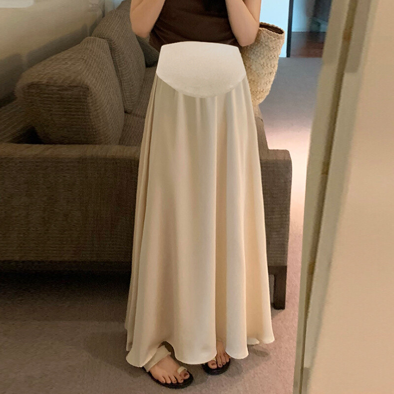 Korea stiilis rasedate kõhuseelikud kõrge vöökohaga, pika disainiga rasedatele naistele A-joonega seelikud ühevärvilised rasedatele mõeldud vihmavarjuseelikud