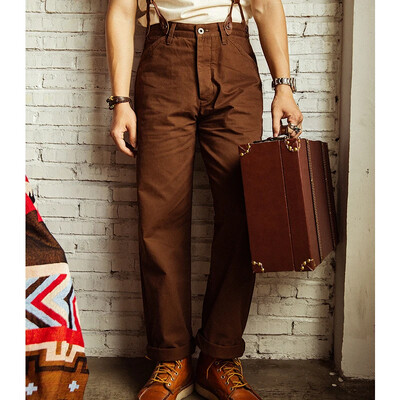 Red Tornado Retro Casual Chino Vintage meeste püksid Kõrged sirge säärega püksid