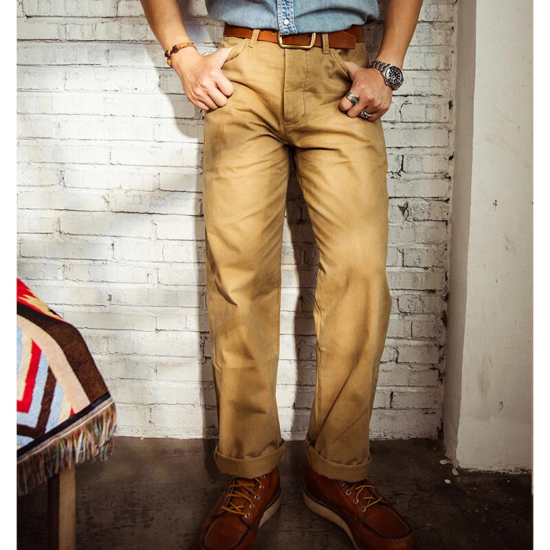 Red Tornado Retro Casual Chino Vintage meeste püksid Kõrged sirge säärega püksid