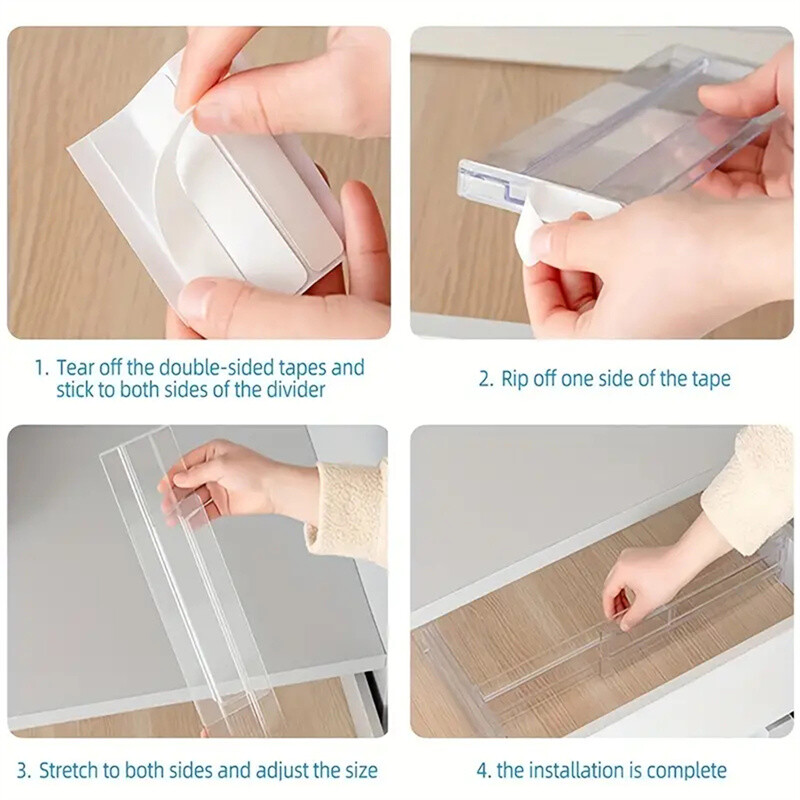 Atvilktņu nodalījuma rīks Skaidrs atvilktņu sadalītāji Organizators Regulējams skapis Glabāšanas Apģērbu Organizators Atvilktnes Atdalītāji Organizators