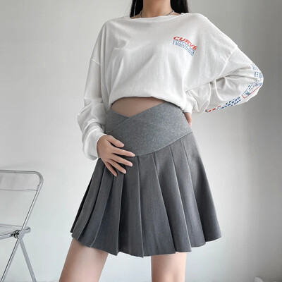 Svečana kratka suknja za trudnice, podesiv struk, plisirane suknje za trudnice, jednobojna, elegantna odijela za trudnice, suknje, veleprodaja