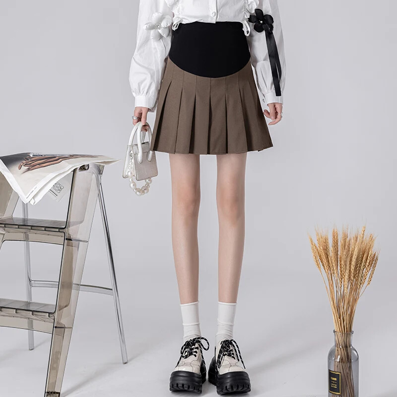 Svečana kratka suknja za trudnice, podesiv struk, plisirane suknje za trudnice, jednobojna, elegantna odijela za trudnice, suknje, veleprodaja