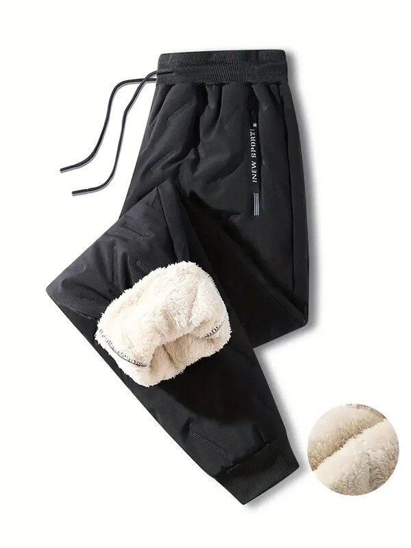 Pulovere de iarnă pentru bărbați Pantaloni de trening din lână groasă din pluș Pantaloni termici din lână de miel Pantaloni casual, impermeabili, rezistenți la vânt, pantaloni caldi din bumbac