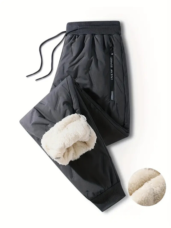 Pulovere de iarnă pentru bărbați Pantaloni de trening din lână groasă din pluș Pantaloni termici din lână de miel Pantaloni casual, impermeabili, rezistenți la vânt, pantaloni caldi din bumbac