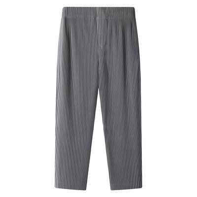 Pantaloni drepti plisați Miyake Îmbrăcăminte pentru bărbați Pantaloni tăiați cu creion negru Îmbrăcăminte de stradă pentru bărbați Pantaloni până la gleznă în stil japonez