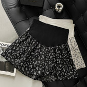 Modes Grūtnieču vasaras svārki ar augstu vidukli, mīļi grūtniecei ar ziediem apdrukāti vēdera svārki ar oderi grūtniecības šifona skorts