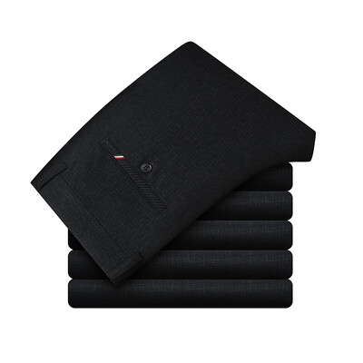 Augstas kvalitātes 98% kokvilna Vīriešu biznesa formālas biroja bikses Klasiskas modes, taisnas, elastīgas ikdienas bikses vienkrāsainas vīriešu