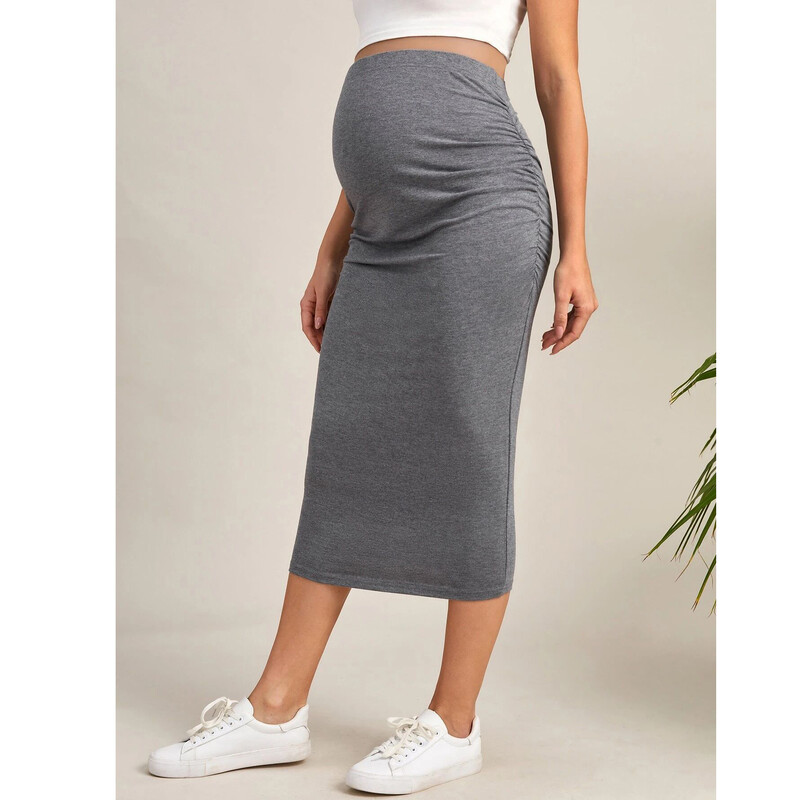 Grūtniecēm vienkrāsaini īsi svārki ar augstu vidukli, gludi svārki grūtniecēm.