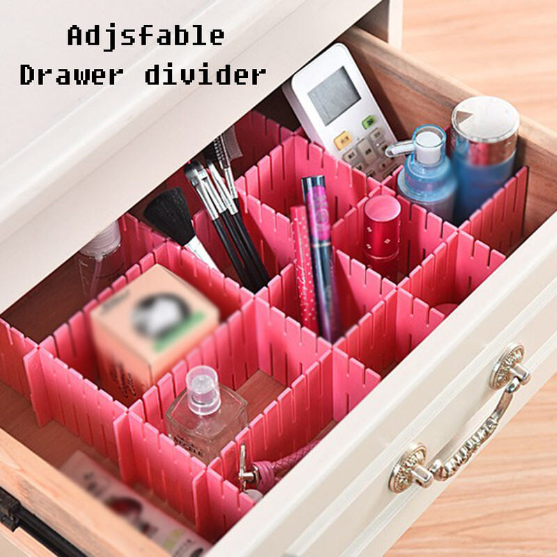 Set util de 4 bucăți instrument de organizare pentru despărțitor sertar reglabil din plastic