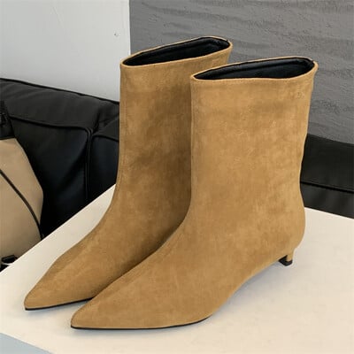 Eilyken rudens ziemas smails purngals potītes zābaki sievietēm dizainers vintage plānas zempapēžu kurpes Modernas īsas Botas Zapatos De Mujer