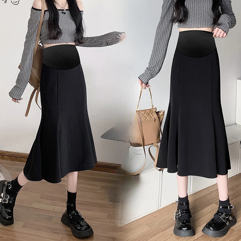 Korejski stil 2024 proljeće trbušne suknje za trudnice trbuščić duge trudničke suknje riblji rep crna kišobran suknja odijela suknje