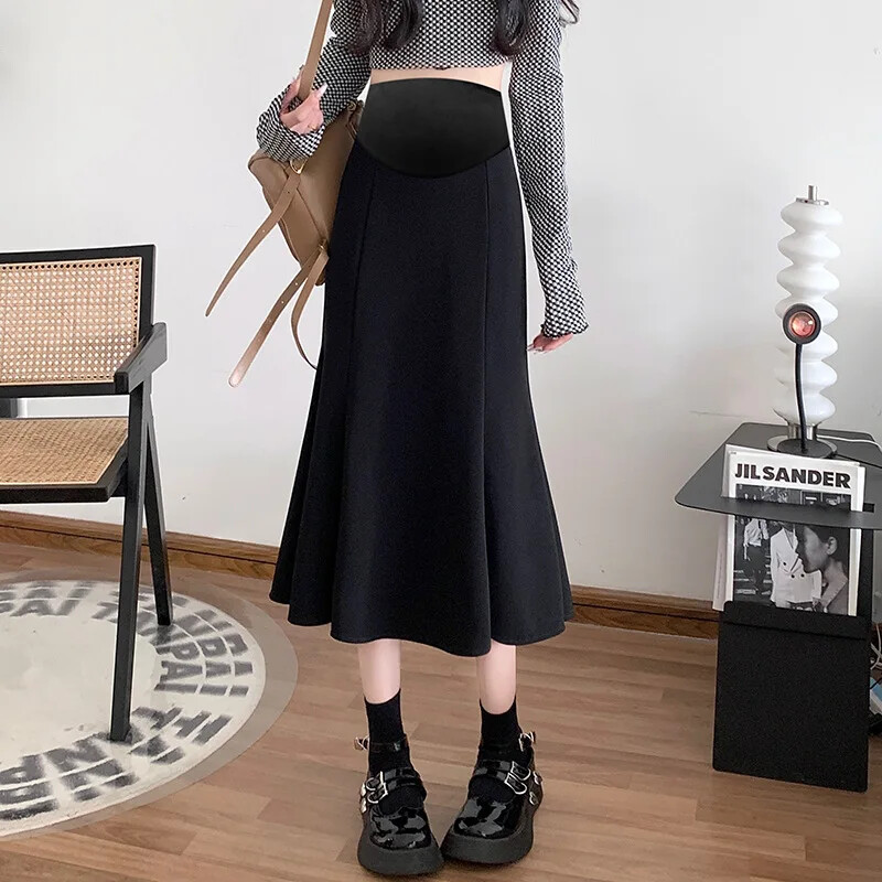 Korejski stil 2024 proljeće trbušne suknje za trudnice trbuščić duge trudničke suknje riblji rep crna kišobran suknja odijela suknje