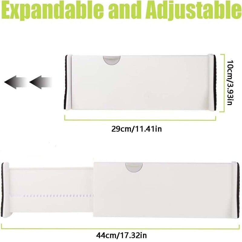 Izvelkama atvilktņu starpsiena, piemērota lielākajai daļai atvilktņu, viegli kārtojama, glabājama un paņemama, piemērota virtuvei, guļamistabai, grāmatu skapim