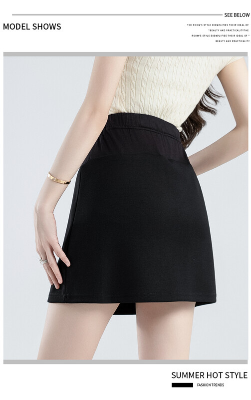 Vasaras modes maternitātes A-līnijas svārki savilkšanas aukliņa jostasvieta ar augstu vidukli Grūtnieču zīmuļu svārki ar šortu ieliktni Grūtniecības skorts