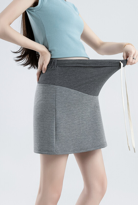 Vasaras modes maternitātes A-līnijas svārki savilkšanas aukliņa jostasvieta ar augstu vidukli Grūtnieču zīmuļu svārki ar šortu ieliktni Grūtniecības skorts