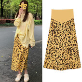 Leopard brīvi svārki grūtniecēm grūtniecēm Apģērbs vēderam ar augstu vidukli Gari svārki ikdienišķa grūtniecības pakete Gurnu A līnijas svārki