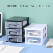 Dupla fiókos íróasztal tárolódoboz Műanyag irattartó állvány Kozmetikai szekrény tároló tároló doboz asztali smink irodai tárolódoboz