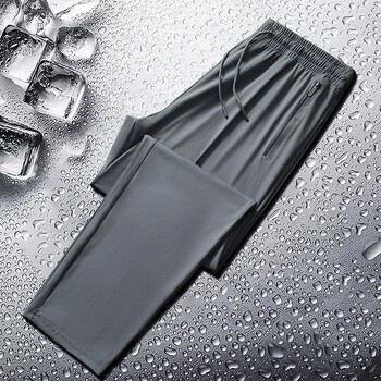 2024 Summer Ice Silk Pants ανδρικό υπερμεγέθη αθλητικό παντελόνι με υψηλή ελαστικότητα casual ίσιο παντελόνι εξωτερικού χώρου που αναπνέει