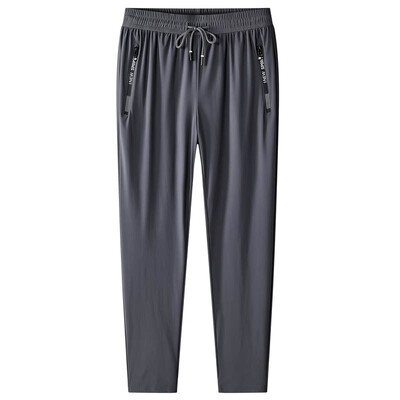 Liela izmēra 7XL 8XL vīriešu ledus zīda bikses mīksts elastīgs audums vasaras sporta zālei skriešanas bikses plānas elastīgas jostasvietas biznesa bikses