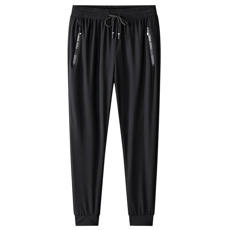 Liela izmēra 7XL 8XL vīriešu ledus zīda bikses mīksts elastīgs audums vasaras sporta zālei skriešanas bikses plānas elastīgas jostasvietas biznesa bikses