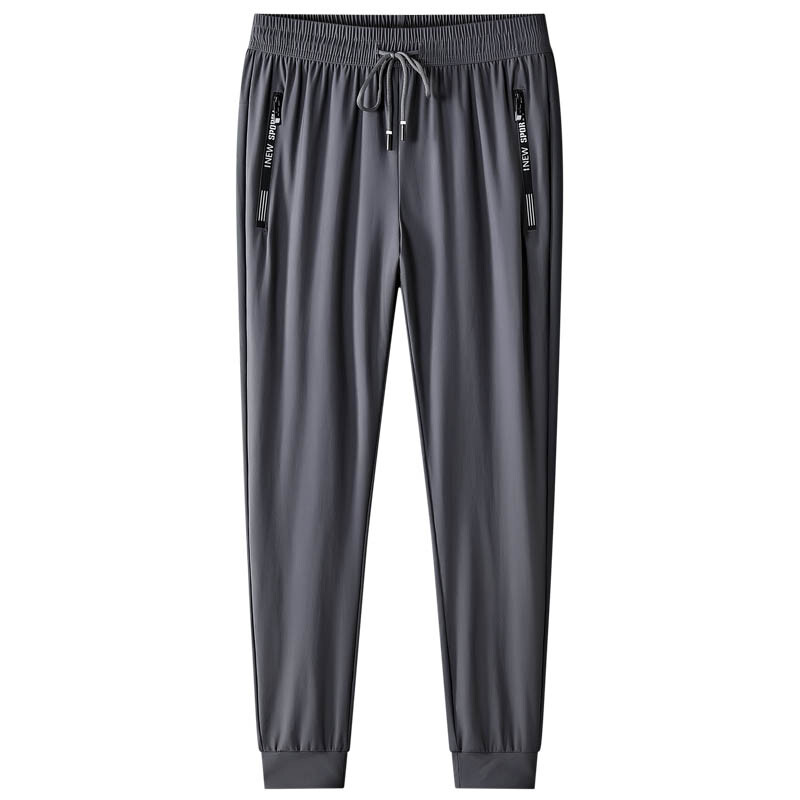 Liela izmēra 7XL 8XL vīriešu ledus zīda bikses mīksts elastīgs audums vasaras sporta zālei skriešanas bikses plānas elastīgas jostasvietas biznesa bikses