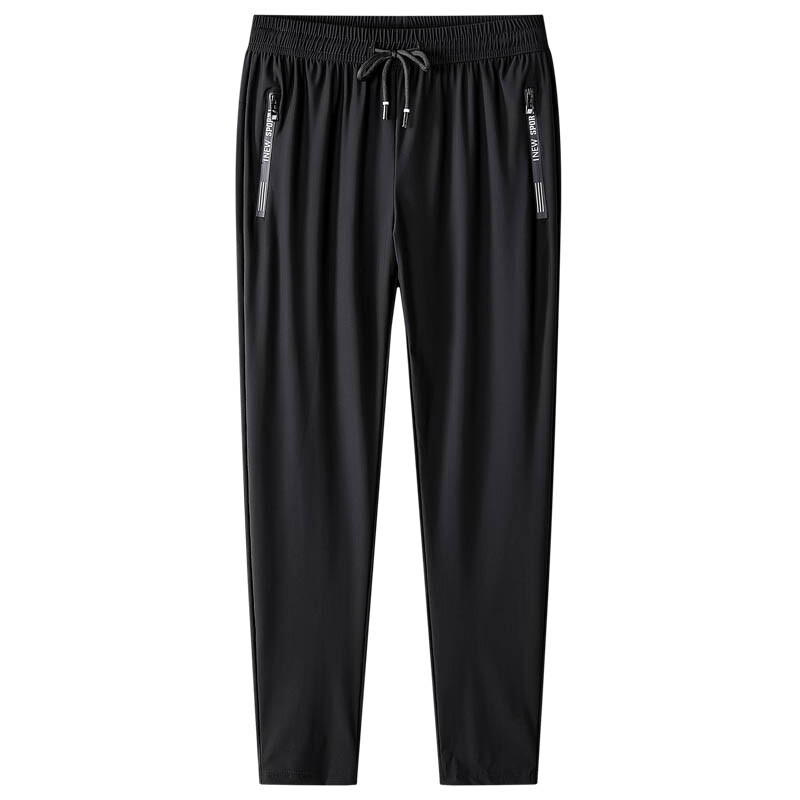 Liela izmēra 7XL 8XL vīriešu ledus zīda bikses mīksts elastīgs audums vasaras sporta zālei skriešanas bikses plānas elastīgas jostasvietas biznesa bikses