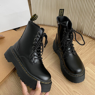 Sieviešu Martina zābaki ikdienas apavi sievietēm, ādas Chelsea dāmām, klasiskām punk sievietēm, gotu apaviem ar augstu platformu sievietēm Botas Mujer