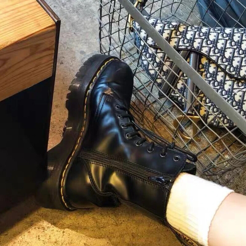 Sieviešu Martina zābaki ikdienas apavi sievietēm, ādas Chelsea dāmām, klasiskām punk sievietēm, gotu apaviem ar augstu platformu sievietēm Botas Mujer