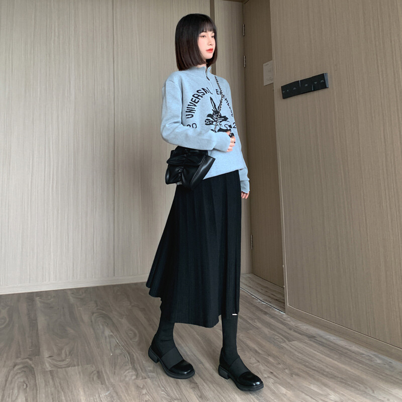 Ziemas grūtnieču vēdera adīti svārki grūtniecēm ar pilniem svārkiem ar augstu vidukli, gari, brīvi lietussarga svārki lielizmēra grūtnieču svārki