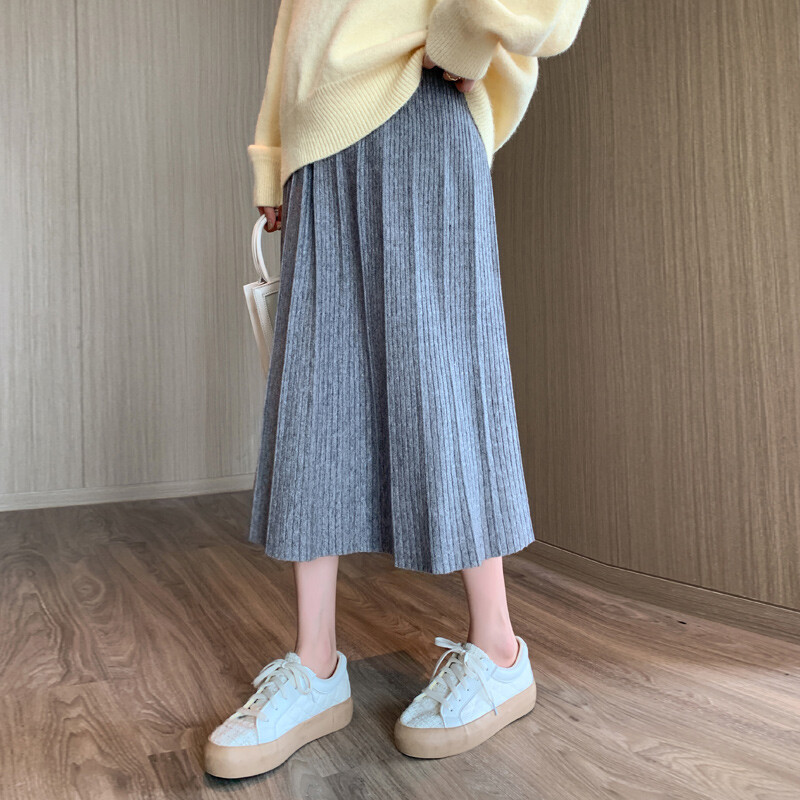 Ziemas grūtnieču vēdera adīti svārki grūtniecēm ar pilniem svārkiem ar augstu vidukli, gari, brīvi lietussarga svārki lielizmēra grūtnieču svārki