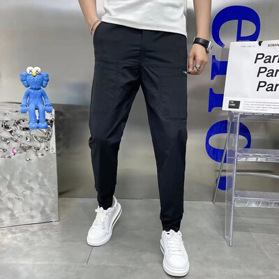 Pantaloni cargo skinny cu mai multe buzunare elastici pentru bărbați Pantaloni de trening cu mai multe buzunare de culoare uni Pantaloni de jogging ocazional de lucru în aer liber