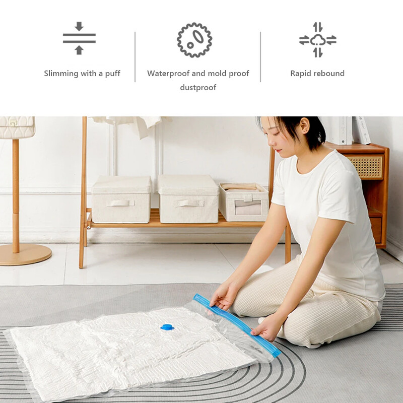 6 gab. Vakuuma uzglabāšanas maisiņi Ceļojumu saspiestā gaisa spilvenu kompresijas iepakojums Vakuuma maisiņi, kā arī sūkņa vietas taupīšana dvieļu auduma segai