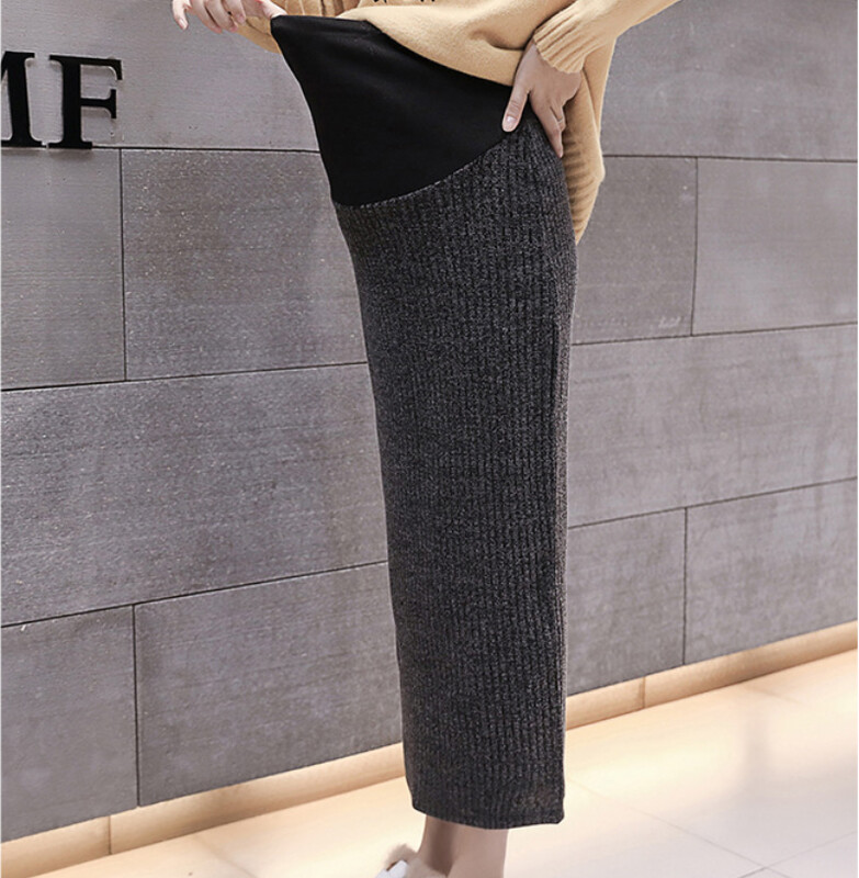 Šlifuotas sijonas nėščiosioms Mini Bodycon sijonas biuro nėščiosioms Lieknas vidurio blauzdos aukštas liemuo, tamprus pieštukas, megzti sijonai Jupe Femme