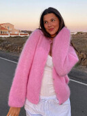 Sieviešu, saldi, eleganti, mohēras trikotāžas jakas Eleganti ar kaklu, vienrindu džemperis ar garām piedurknēm, 2024. gada rudens sieviešu modes džemperi