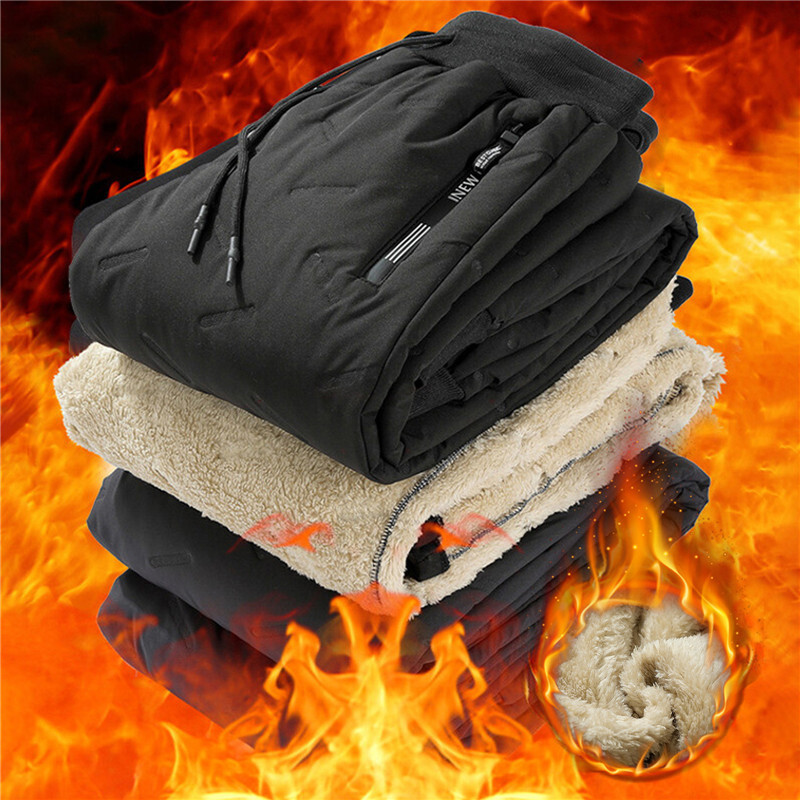 2023. Zimske tople hlače od janjeće vune, podebljane muške široke hlače od flisa za trčanje, ležerne duge hlače otporne na vjetar, vodootporne termo hlače