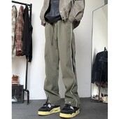 Primăvară Toamnă Noua modă Cu talie elastică cu șnur Patchwork Îmbrăcăminte pentru bărbați Tendință Stil american Pantaloni drepti largi, cu toate potrivirile