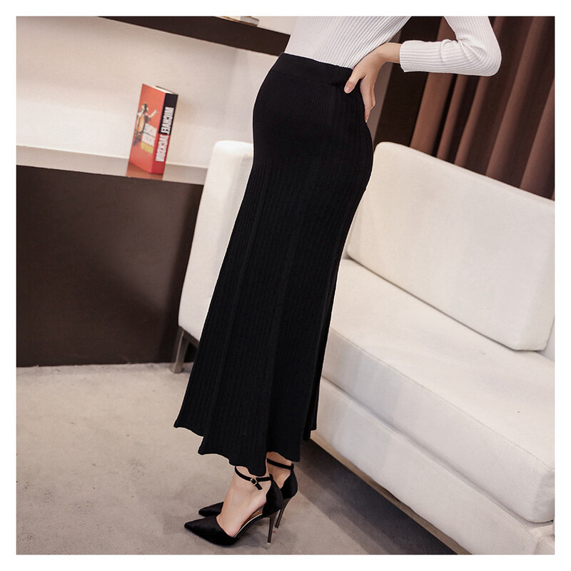 Elastingas juosmuo Pilvas Nėščiųjų ilgi sijonai apatiniai Drabužiai nėščiosioms Rudens žavūs megzti nėštumo sijonai