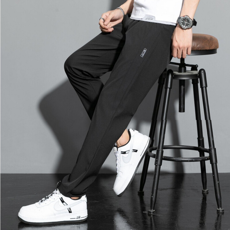 Toamnă Nouă Modă Trendloose Dimensiuni mari Subțire Mătase de gheață Respirabil Sport Coreean Pantaloni Casual în Nouă Puncte Haine vintage anilor 90