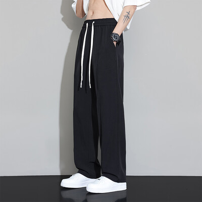 Vasaras vīriešu 2024. gada plānas, elpojošas un ērtas Ice Silk ikdienas bikses ar ātri žūstošu sporta veidu un vertikālu taisnu cauruli