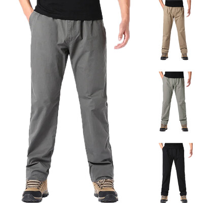 Primăvara Toamnă Moda Casual Tigăi pentru bărbați Streetwear Bumbac Culoare Solidă Pantaloni Cargo Talie elastică Pantaloni de jogging pentru bărbați