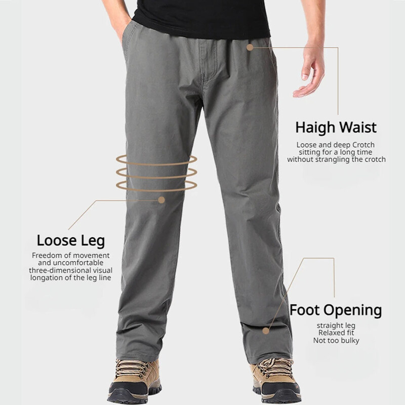 Primăvara Toamnă Moda Casual Tigăi pentru bărbați Streetwear Bumbac Culoare Solidă Pantaloni Cargo Talie elastică Pantaloni de jogging pentru bărbați