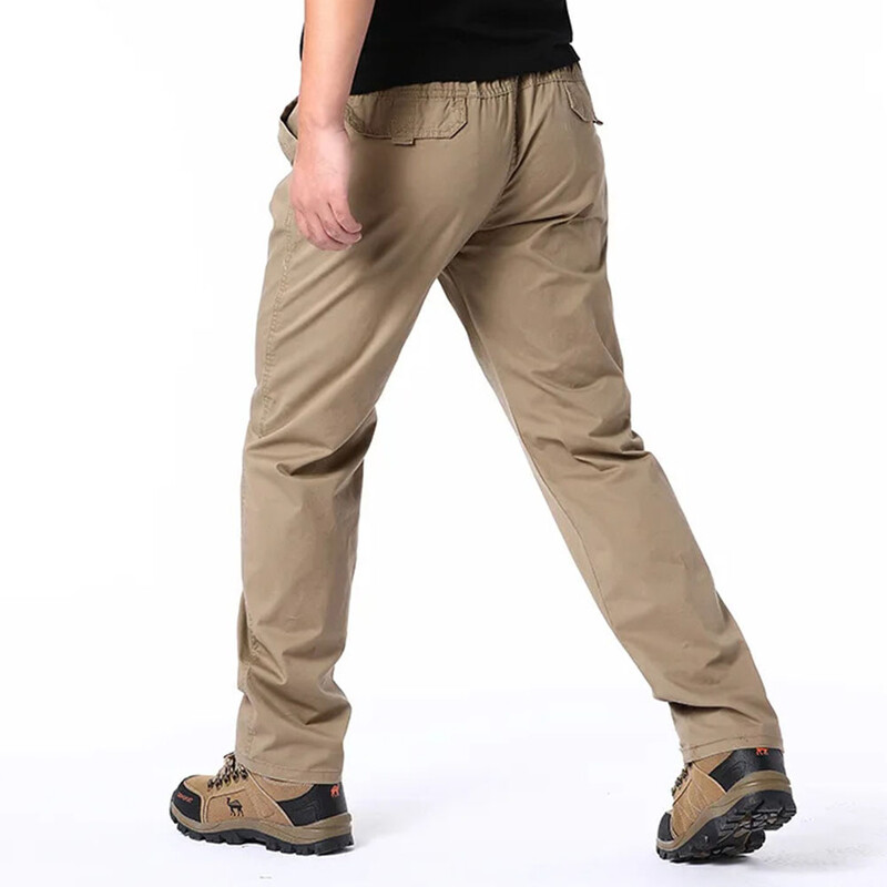Primăvara Toamnă Moda Casual Tigăi pentru bărbați Streetwear Bumbac Culoare Solidă Pantaloni Cargo Talie elastică Pantaloni de jogging pentru bărbați