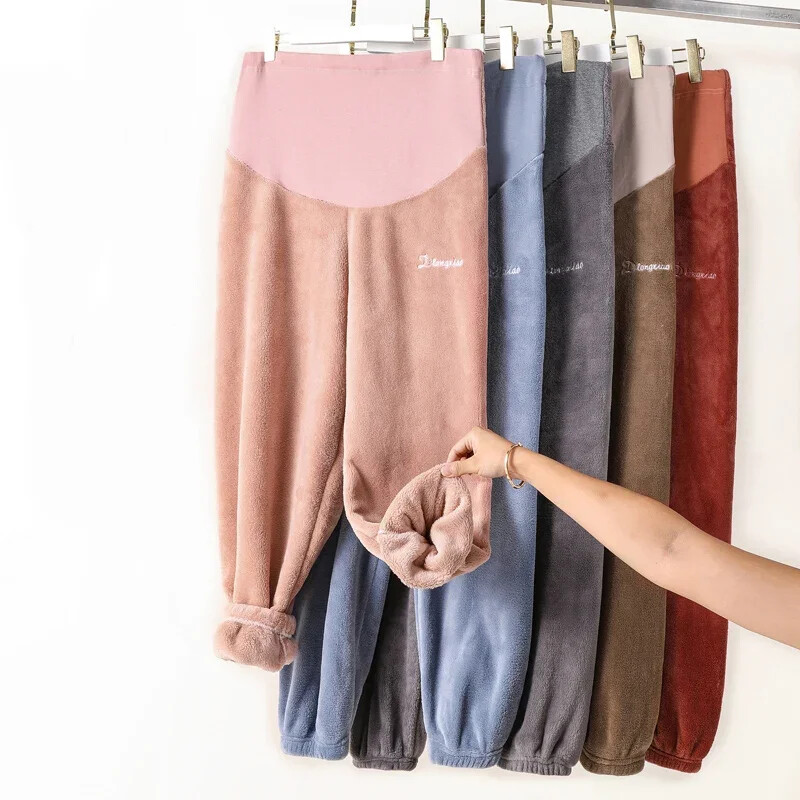 Talvepaksenevad raseduspüksid Rasedate säärised sametriietega rasedatele Reguleeritavad elastsed soojad püksid