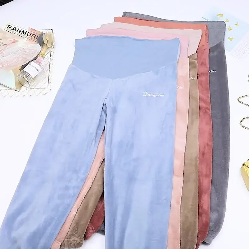 Talvepaksenevad raseduspüksid Rasedate säärised sametriietega rasedatele Reguleeritavad elastsed soojad püksid