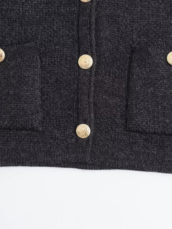 TRAF 2024 rudens trikotāžas, pieguļošs sieviešu džemperis ar garām piedurknēm ar kabatu ar vienu rindu sieviešu džemperis, modes sieviešu tops