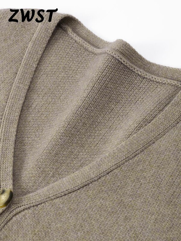 Γυναικεία πλεκτή ζακέτα φθινοπωρινά απαλά μακρύ μανίκια γυναικεία πουλόβερ με μονό στήθος Γυναικεία πλεκτά με τσέπη σε σχήμα σχήματος V 2024